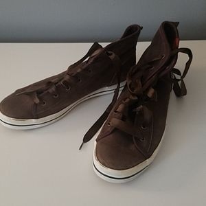 Keds leather high top sneakers metallic brown